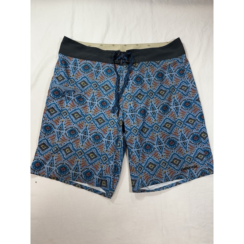 Patagonia Men's Stretch Planing Boardshorts Geometric Tribal Aztec Blue 33
